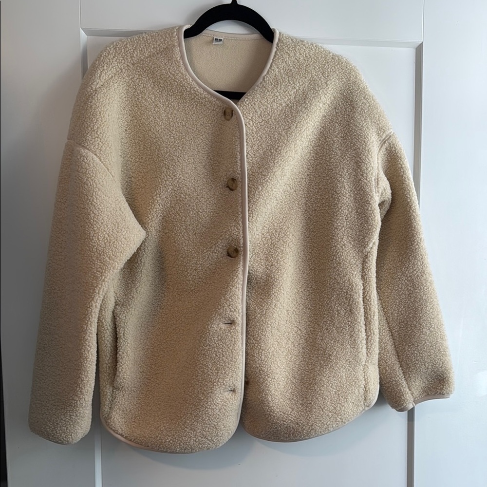 Uniqlo Women's Cream Teddy Jacket